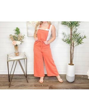 Liam & Company It's Groovy Cotton Blend Wide Leg Overalls - Black