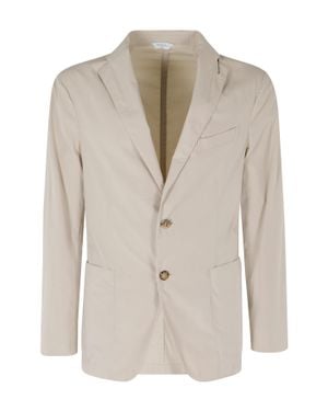 Boglioli Sand 50 K Slits Back Single-Breasted Cotton-Blend Blazer - Natural