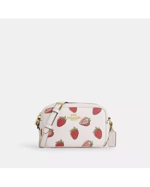 COACH Mini Jamie Camera Bag With Strawberry Print - Pink