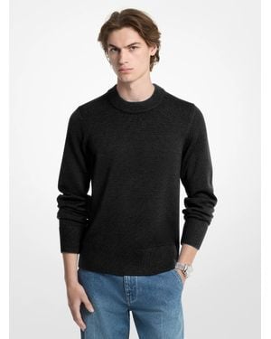 Michael Kors Ribbed Wool Crewneck Sweater - Black