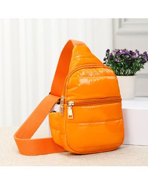 Fashnzfab Solid Puffer Mini Sling Bag - Orange