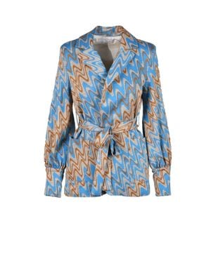Motel Powder Zigzag Viscose-Blend Jacket - Blue