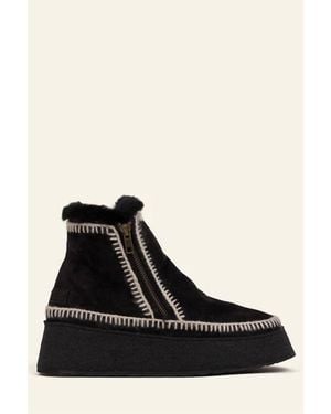 Laidbacklondon Setsu Platform Suede Ankle Boot - Black