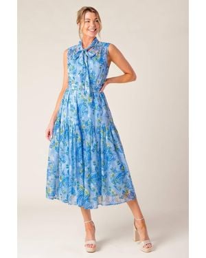 TRUEDAMES Ever After Power Woven Midi Dress - Blue
