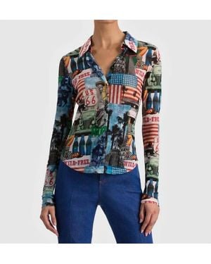 Alice + Olivia Jade Button Down Top - Blue