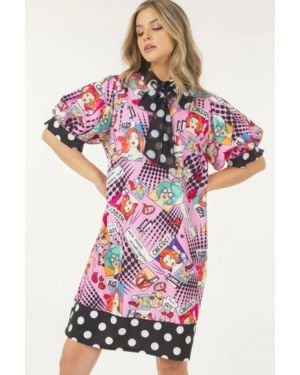 TRUEDAMES Print Midi Dress With Polka Dot Finish - Red