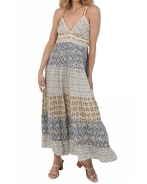 Angie Lace Trim Dress - Brown