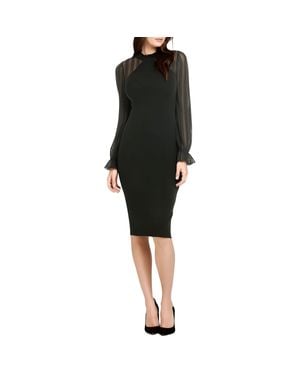 Dylan Ryan Metallic Ribbed Knit Sweaterdress - Black