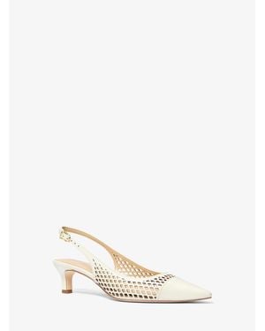 Michael Kors Mk Amara Laser-Cut Leather Slingback Pump - Natural