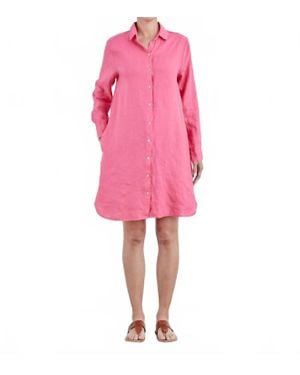 cut-loose Hanky Linen Shirt Dress - Pink