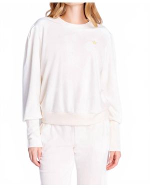 Pj Salvage Velour Vanity Long Sleeve Lounge Top - White