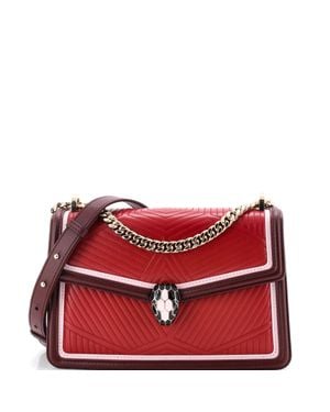 BVLGARI Serpenti Forever Shoulder Bag Quilted Leather - Red