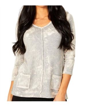 Angel Bleach V-Neck Pocket Tunic - Metallic