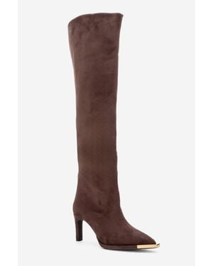 Prologue Shoes Vody Over The Knee Zip Stiletto Boot - Brown