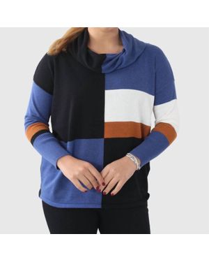 Marble Patterned Oversized Cotton Sweater - Blue