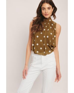 TRUEDAMES Retro Pop Dot Woven Top - Green