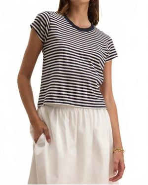 Velvet By Graham & Spencer Yarn Dye Jersey Stripe Tash Tee - Blue