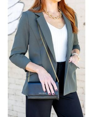 Skies Are Blue Shirred Sleeve Blazer - Gray