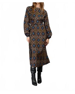LOVE Binetti Cleo Print Midi Dress - Black