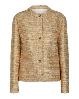 Valentino Embellished Tweed Jacket - Natural