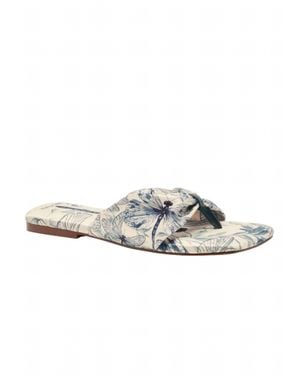 Free People Tia Ruched Printed Thong Sandal - Metallic