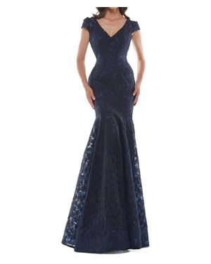 Colors Dress Metallic Mermaid Gown - Blue