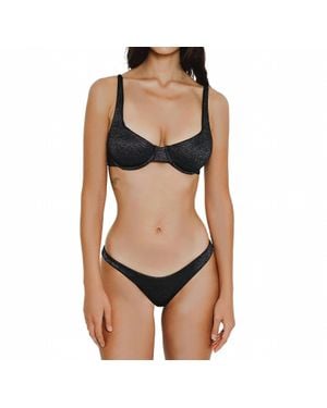 Gigizara Junonia Shimmer High-Cut Bikini Bottom - Black