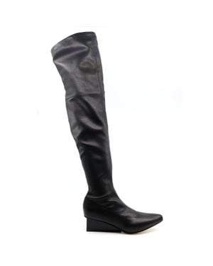 All Black Square Edge Boots - Black