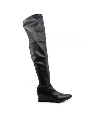 All Black Square Edge Boots - Black