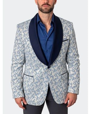 Maceoo Two-Tone Jacquard Ceremony Blazer - Blue
