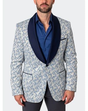 Maceoo Two-Tone Jacquard Ceremony Blazer - Blue