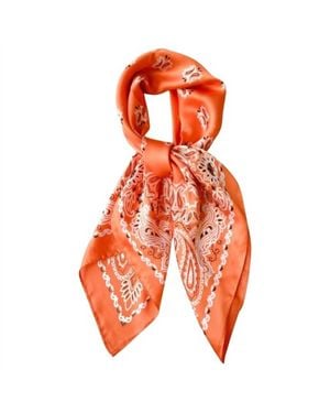 Hotline Western Cowgirl Boho Bandana Print Silky Feel Wild Rag Scarf - Orange