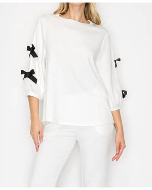 Joh Fatimah Knit Top With Ribbons - White
