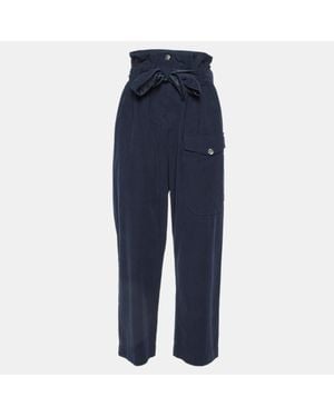 Giorgio Armani Midnight Corduroy Belted Pants - Blue