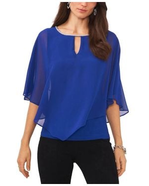 Msk Top Embellished Keyhole Flutter Sleeve Blouse Pall104 - Blue