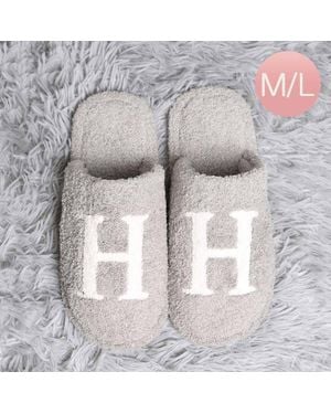 Fashnzfab H Print Soft Home Indoor Floor Slippers M/L - Gray