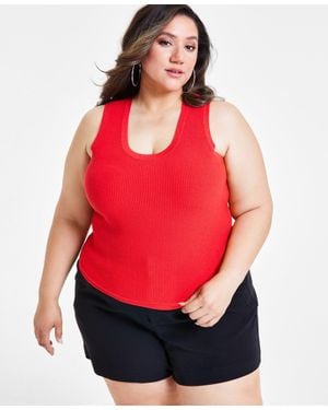 Nina Parker Trendy Ribbed Tank Sweater Vest Flame Scar Pullover Fts1180 - Red
