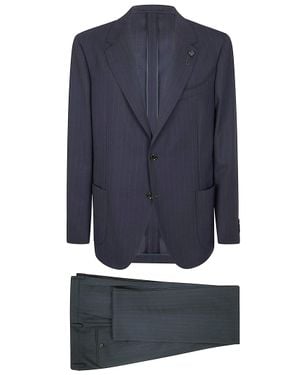 Lardini Roma-Style Pinstriped Suit With Tailored Jacket - Blue