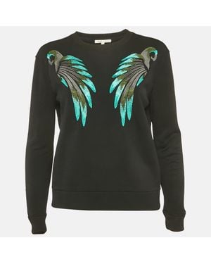 Maje Embroidered Wings Crepe Sweatshirt - Green