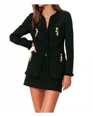 LoveShackFancy Adrina Textured Tweed Jacket - Black
