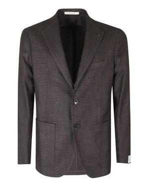 Tagliatore Houndstooth Pattern Wool And Silk Blend Jacket - Black