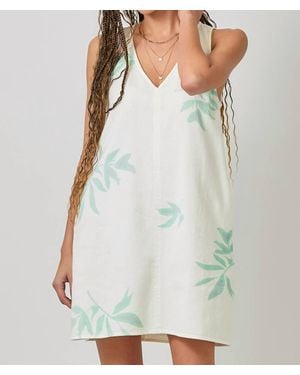 Mystree Floral Printed Denim Shift Dress - White