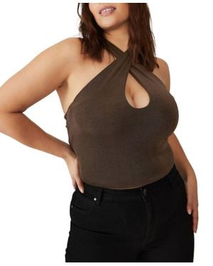 Cotton On Bowie Crossover Halter Top - Black