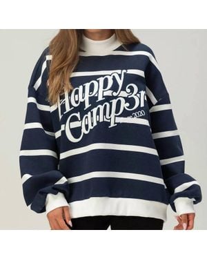 The Happy Camp3r Stripe Mockneck Sweatshirt - Blue