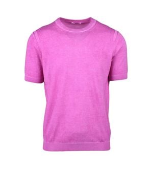 Manipuri Fuchsia Short-Sleeve Cotton Sweater - Pink