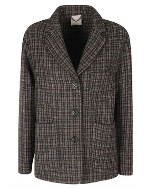 Kiltie Petra Check Pattern Wool Blazer - Black