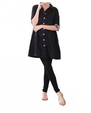 KikiSol A-Line Jacket With Buttons & Pockets - Black