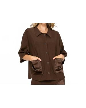 Joh Kira Button Down Satin Top - Brown