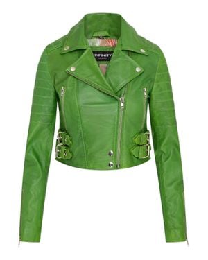 Infinity Leather Brando Cropped Leather Jacket-Longtown - Green