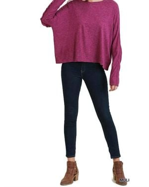 Umgee Ruffle Detail Long Sleeve Top - Red